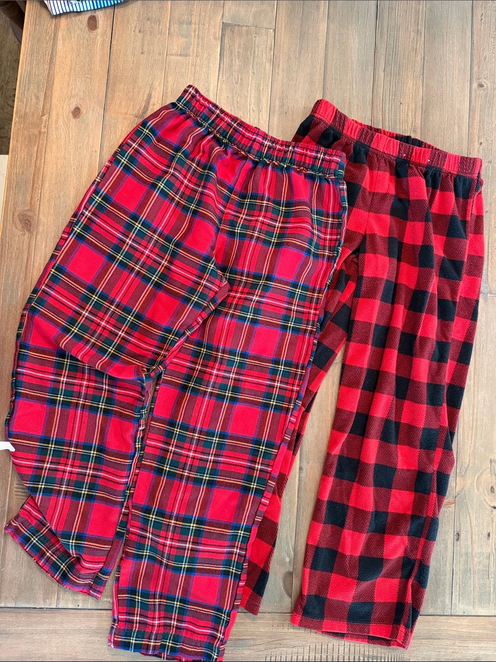 Lands' End Kids Red Plaid & Red Buffalo Check Pajama Bottoms - 2-Pack